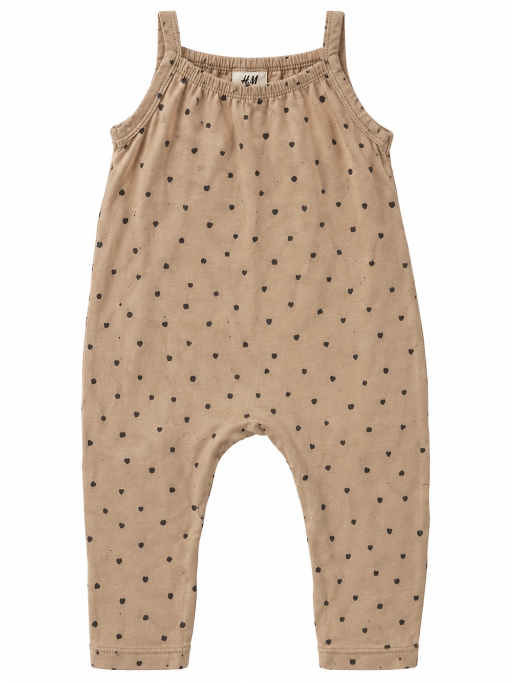 H&M Beige Heart-Print Sleeveless Romper